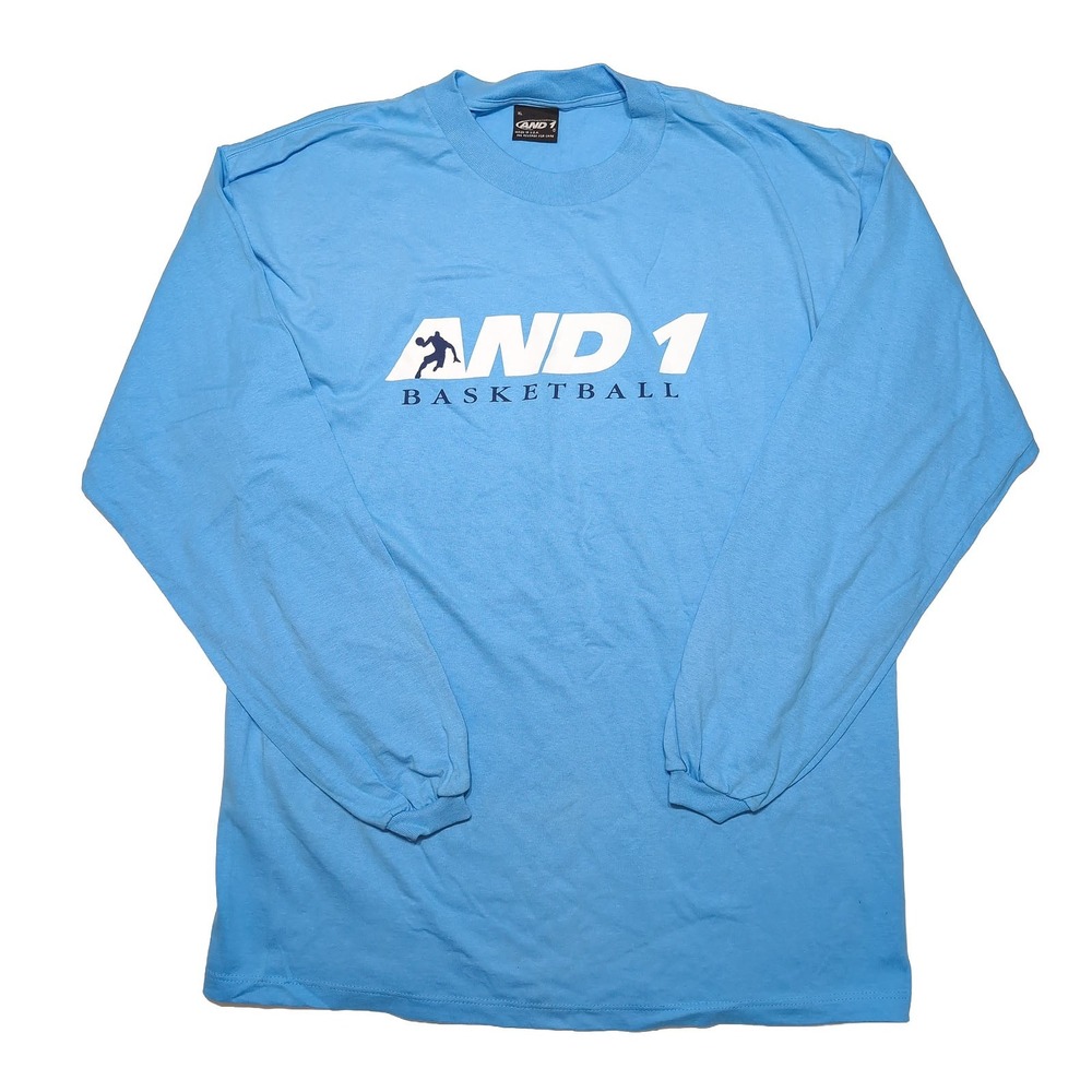 AND 1 Long Sleeve T-Shirt Mens XL Blue Excellent Vintage Y2K Made in USA